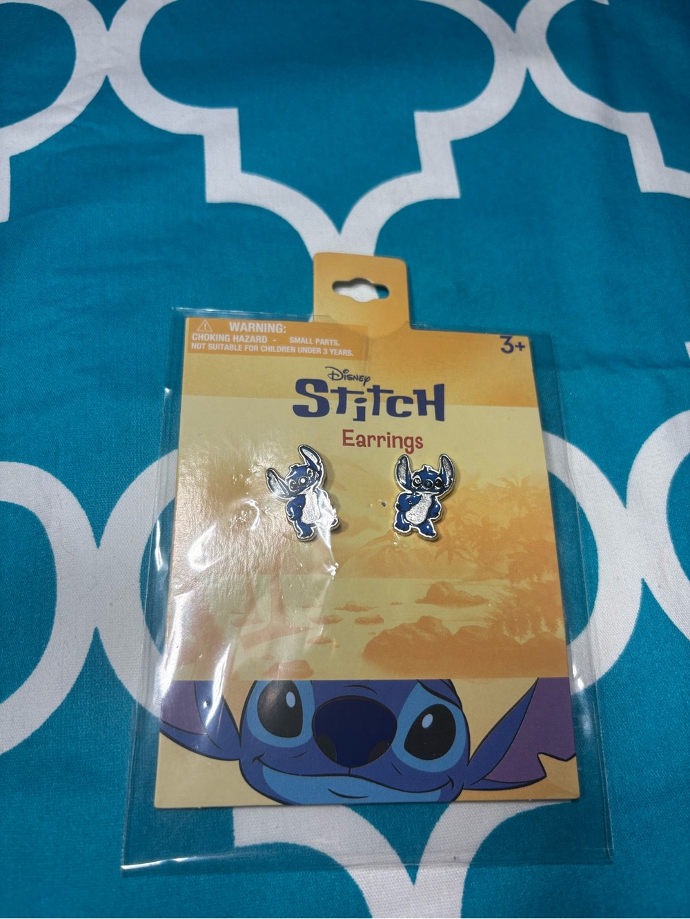 New Disney Stitch Stud Earrings - Blue Silver